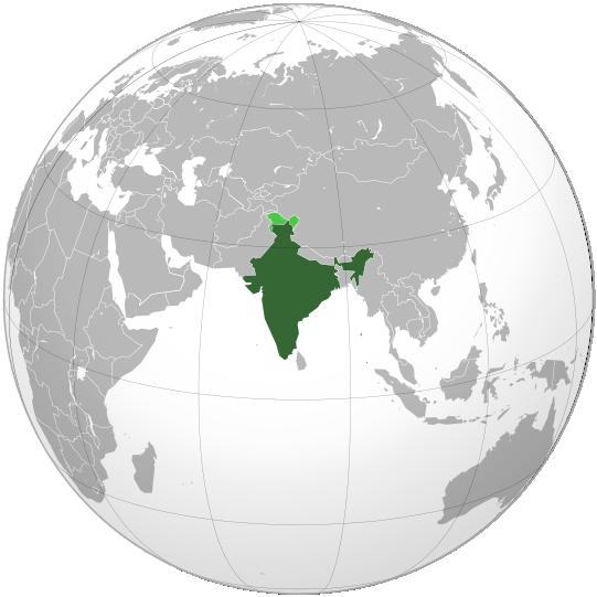 Indie - poloha na mapě světa